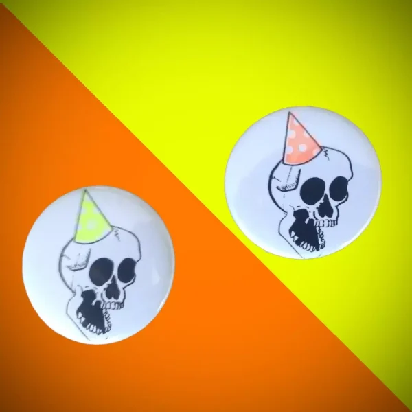 Badge crane jaune et orange fluo badge de 32 mm